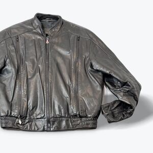 RARE 1980s Hein Gericke Echt Leder Leather Motorcycle Jacket Removable Liner